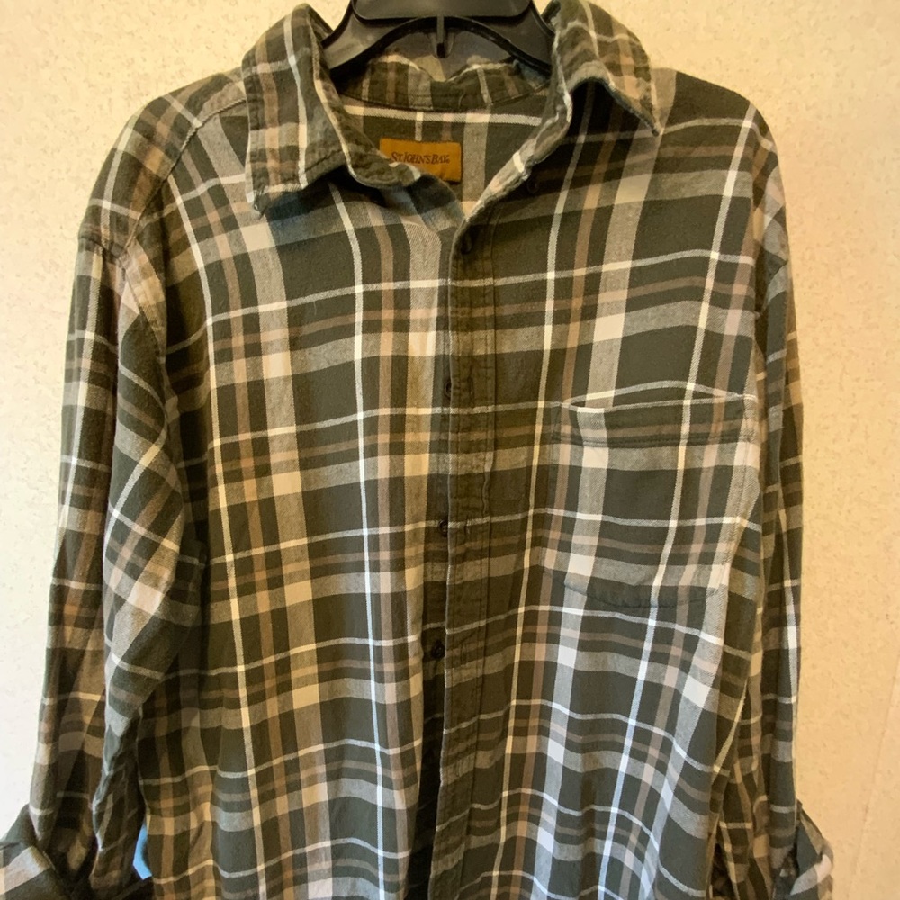 St. John’s Bay dark green and white plaid flannel